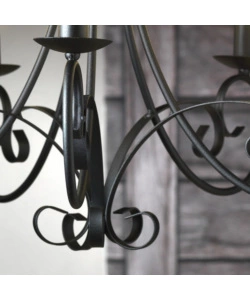 LAMPADARIO "POMPEI" 5 LUCI IN METALLO NERO, E14